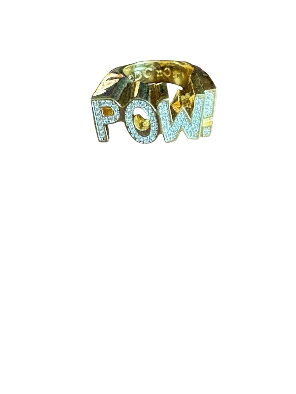 Noir POW! Gold Tone Pavé Letter Ring - POW! Statement Ring